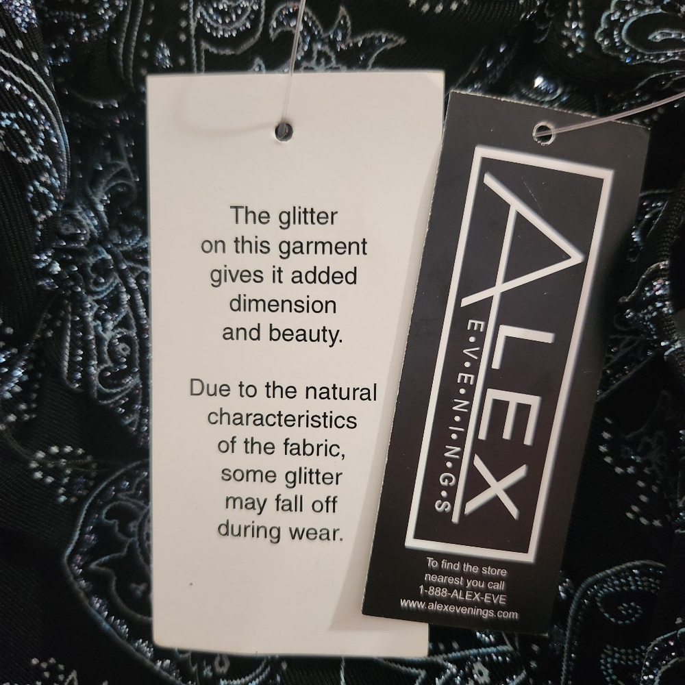 Alex Evenings 2 Piece Glitter Paisley Tank Jacket Set Black Blue Womens S New - Picture 10 of 12
